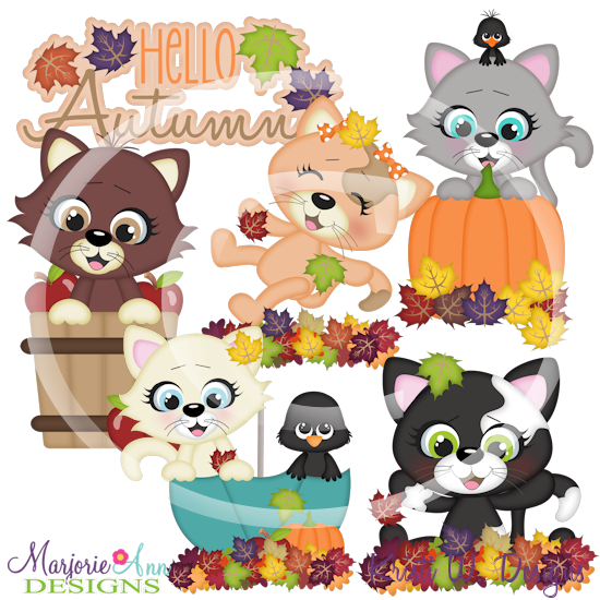 Fall Cats SVG Cutting Files Includes Clipart - Click Image to Close